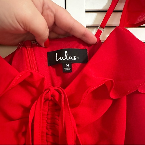 Lulu’s Ruffle Red Dress - Picture 3 of 4